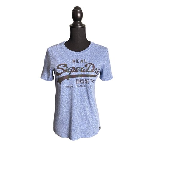 Super Dry Women's Vintage Logo Glitter Embossed T-Shirt Size 6 NWT - Picture 1 of 13